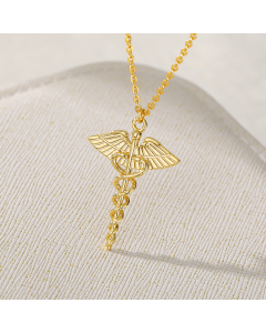 Novelty Wings Plating Pendant Stainless Steel Necklace CA07830383