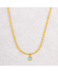 Simple Style Round Rhinestone Inlaid Pendent Stainless Steel Necklace Colorza