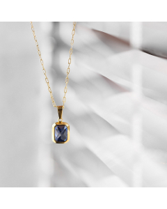 Hip-Hop Blue Green Purple Titanium Steel Necklace 18K Gold-Plated