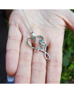 Sweet Hollow Out Letter Heart Shape Pendant Stainless Steel Necklace CA07830148