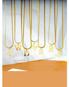 Minimalism Letter Pendent Plating Snake Chain Titanium Steel Necklace Colorza-T