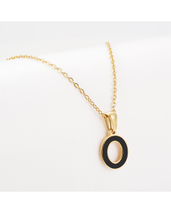 O Black Shell Initial Letter Stainless Steel Necklace CA7810229