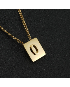 O Gold Plated Square Initial Letter Necklace CA7810194