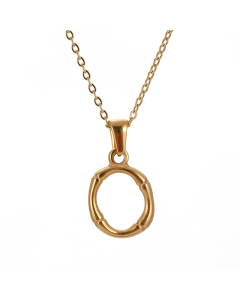 O Initial Letter Bamboo Style Fashion Necklace In Gold Color CA7810198