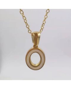 O Initial Letter Inlaid White Shell Stainless Steel Necklace CA7810228