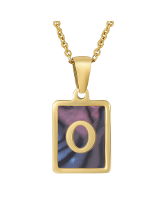 O Initial Letter Necklace Inlaid Black Shell Charms CA7810201