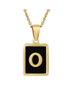 O Initial Letter Necklace Inlaid With Black Shell CA7810215