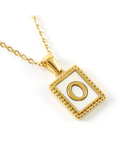 O Initial Letter Necklace Inlaid With White Shell Pendant CA7810216