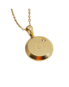 Hotsale Initial Letter With Zircon Stone Round Disc Necklace CA7810206-O