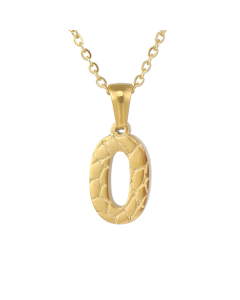 O Stainless Steel Necklace With Initial Letter Harsh lines Pendant CA7810212