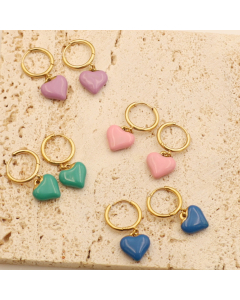 Wholesale Stainless Steel Heart Earrings French Light Luxury Sweet Oil Drip Three-dimensional Love Pendant Earrings