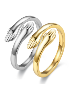 Wholesale Stainless Steel Ring Plain Fashion New Oil Pressure Love Embrace Smooth Ring