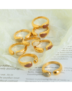 Wholesale Fashion Jewelry Personalized Niche Design Open Drip Oil Titanium Steel Plated 18K Gold Ring 