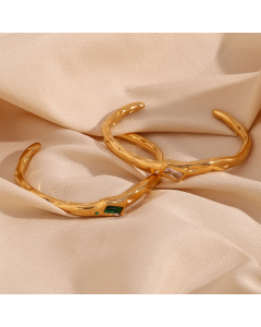 Wholesale Stainless Steel Bracelet Opening Irregular Rectangular Zircon Bracelet
