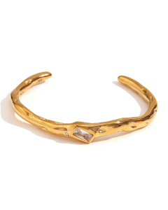 White Rectangular Zircon Stainless Steel Bracelet 