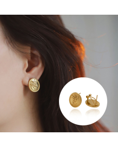 Wholesale Stainless Steel Earrings Oval With Flower Stud Earrings