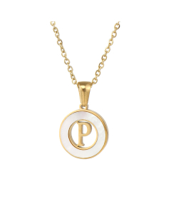P Hollow Letter With White Shell Necklace CA7810208