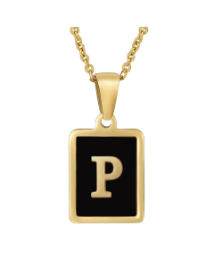 P Initial Letter Necklace Inlaid With Black Shell CA7810215