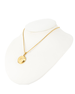 Hotsale Initial Letter With Zircon Stone Round Disc Necklace CA7810206-P