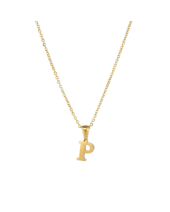 P Mirror Polish Initial Letter Figaro Chain Necklace CA7810227