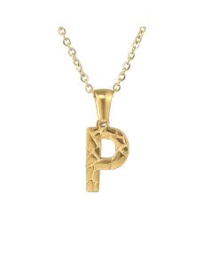 P Stainless Steel Necklace With Initial Letter Harsh lines Pendant CA7810212