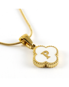 P Wholesale Initial Letter Lucky Clover Necklace Inlaid Nature Shell CA7810197