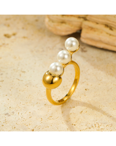Wholesale Stainless Steel Ring Pearl Inlaid Stainless Steel Ring YK28974