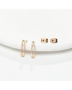 Pin Style Stainless Steel Earring Funny Rose Gold Plated Studs Earring CA08810972