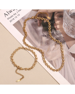 Wholesale Stainless Steel Necklace Bracelet Sets Plain Solid Color Non-fading Handmade Chain Bracelet