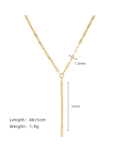 Solid Color Y-shape Clavicle Chain Thin Splicing Stainless Steel Necklace 