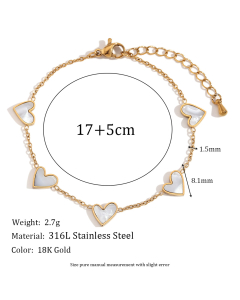 Temperament Retro Plated 18K Gold Heart Flower Stainless Steel Bracelet 