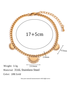 Simple Style Plated 18K Gold Heart Flower Stainless Steel Bracelet 