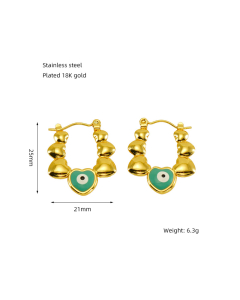 Hot Sale Temperament Love Eye Plated 18K Gold Stainless Steel Earrings