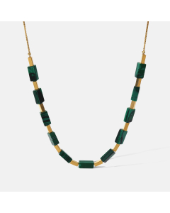 Hotsale Geometric Stone Tube Beads With Stainless Steel Necklace CA7810151