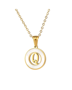 Q Hollow Letter With White Shell Necklace CA7810208
