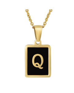 Q Initial Letter Necklace Inlaid With Black Shell CA7810215