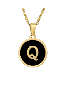 Q Initial Letter Necklace With Black Shells CA7810193