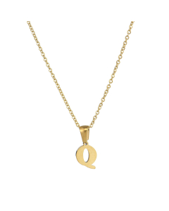 Q Mirror Polish Initial Letter Figaro Chain Necklace CA7810227