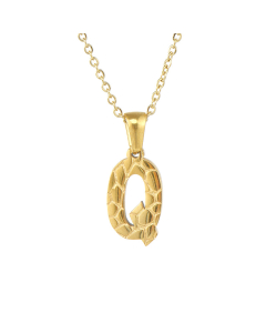 Q Stainless Steel Necklace With Initial Letter Harsh lines Pendant CA7810212