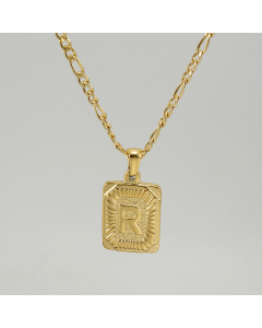 R Hip Hop Style Initial Letter With Curby Chain Necklace CA7810225