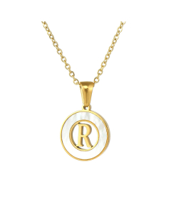 R Hollow Letter With White Shell Necklace CA7810208