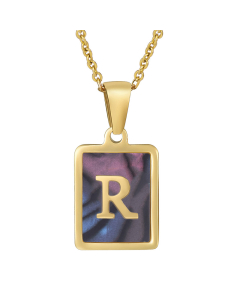 Q Initial Letter Necklace Inlaid Black Shell Charms CA7810201