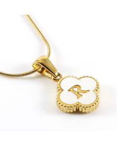 R Wholesale Initial Letter Lucky Clover Necklace Inlaid Nature Shell CA7810197