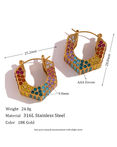 Rainbow Style Stainless Steel Earring With Gold Plated LY881018-15