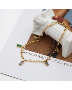 Wholesale Stainless Steel Bracelet Rectangle Zircon Inlaid Women's Bracelet