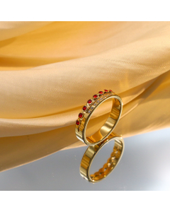 Wholesale Stainless Steel Ring Red Diamond Inlaid Non-Adjustable Ring