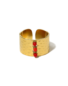 Wholesale Stainless Steel Ring Hot Sale INS Style High Quality Red Zircons 18K Gold-plated Female Fine Jewelry
