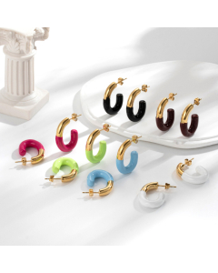 Wholesale Colorza Fine Jewelry High Quality Retro Light Luxury Simple Fashion Titanium Steel Earrings 
