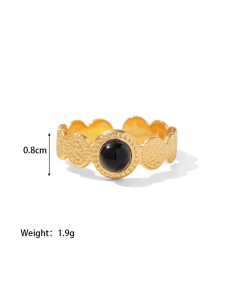 High Quality Retro Stainless Steel Ring 18k Gold-Plated Ring Inlay Malachite Fine Jewelry Wholesale