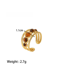 High Quality Retro Stainless Steel Ring 18k Gold-Plated Ring Inlay Malachite Fine Jewelry Wholesale